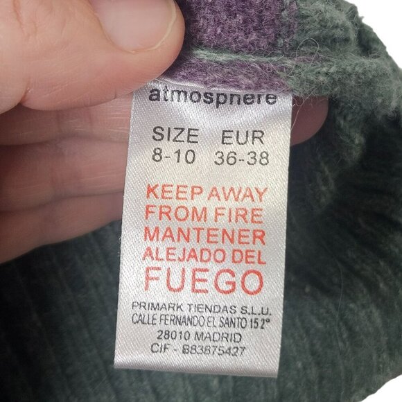 Atmosphere‎ Knit Striped Lambswool & Nylon Blend Sweater Pullover Sz 8-10 Fits S - Picture 5 of 10